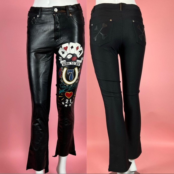 ❌SOLD-DEPOP❌ Onitsuka “Born To Win” Patch Leather Pants - Picture 3 of 8